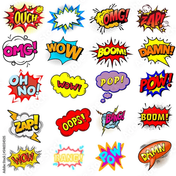 Obraz comic book explosion boom, sign, text,