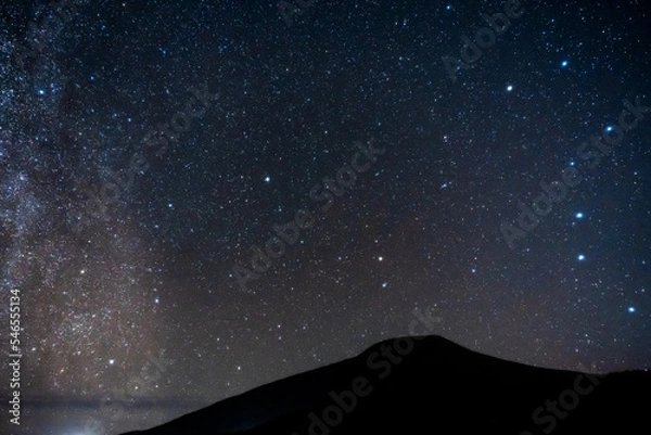 Obraz 満点の星空と山　天の川　北斗七星　北極星　八丈富士