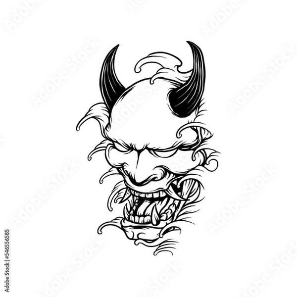 Obraz Japanese Oni mask vector illustration