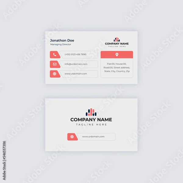 Obraz Business Card Template Design. Business Card Design for Company Personal.