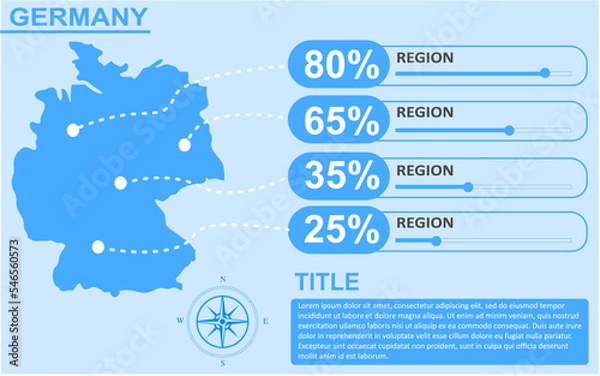 Fototapeta germany country region map infographic with slider presentation design