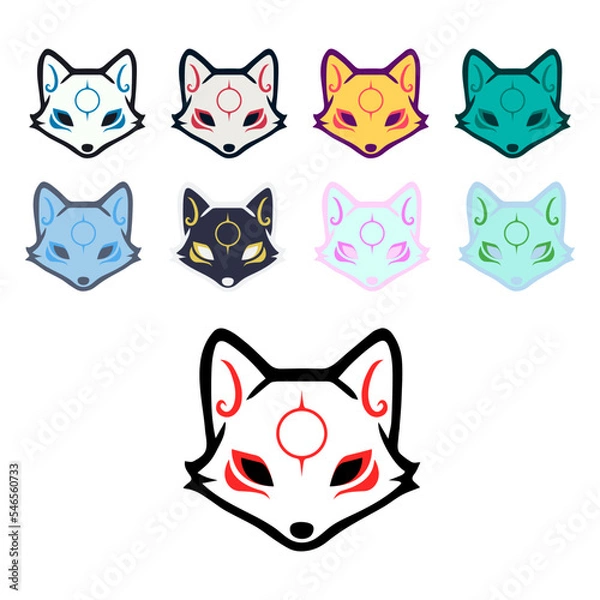 Fototapeta Set Fox Stickers Collection