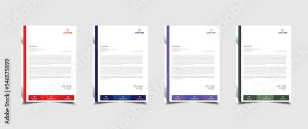 Fototapeta Creative and professional corporate company business letterhead template design with color variation bundle 