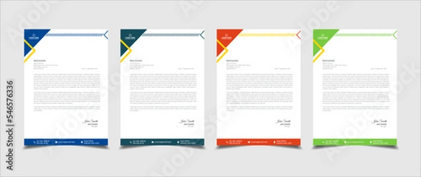 Obraz Creative and professional corporate company business letterhead template design with color variation bundle 