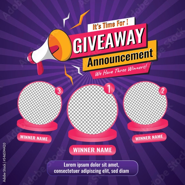 Fototapeta Giveaway quiz contest for social media feed. template giveaway prize win competition follow the steps below