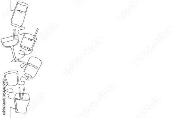 Obraz Background with different drinks. Seamless pattern which repeated vertically. Vector illustration.