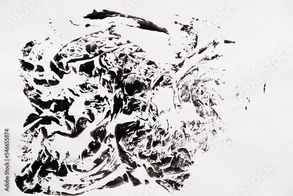 Fototapeta Abstract black white texture on white paper like a marble