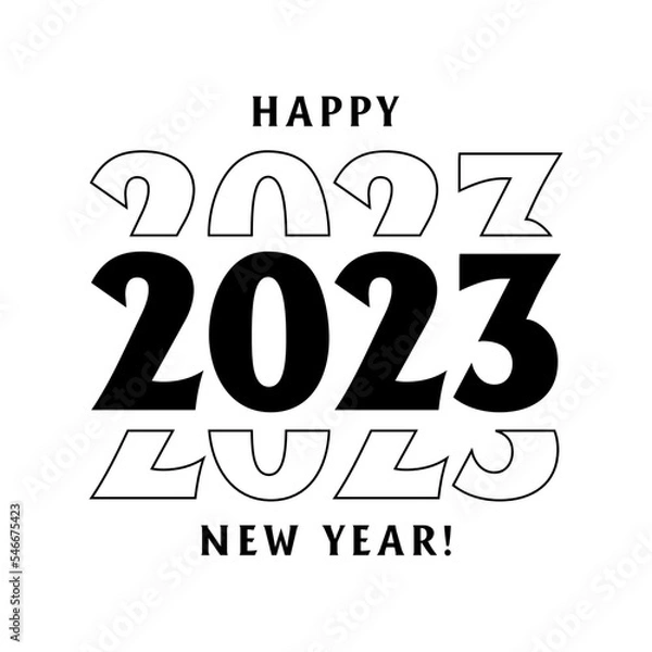 Fototapeta Happy New Year, 2023 vector text effect, happy new year 2023. Vector Illustration