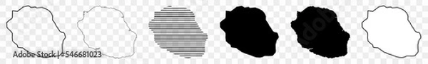 Fototapeta Réunion Map Black | Réunionese Border | Reunion Island | Transparent Isolated | Variations