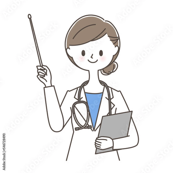 Obraz 指し棒を持つ白衣の女性医師