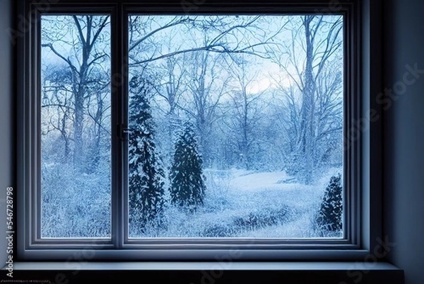 Fototapeta Looking out the window to a winter wonderland