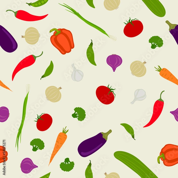 Fototapeta Seamless Vector Pattern with Abstract Vegetables