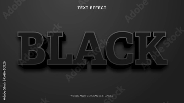 Fototapeta editable black text effect, 3d text effect