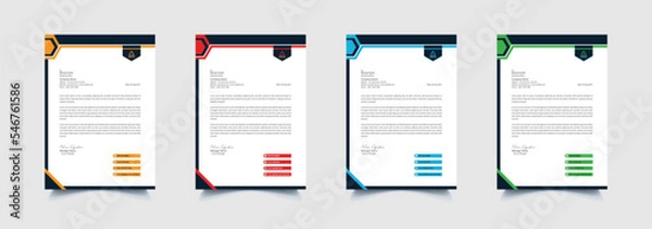 Fototapeta Creative and professional corporate company business letterhead template design with color variation bundle 