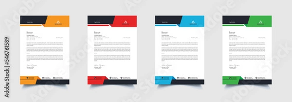 Fototapeta Creative and professional corporate company business letterhead template design with color variation bundle 