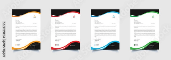 Fototapeta Creative and professional corporate company business letterhead template design with color variation bundle 