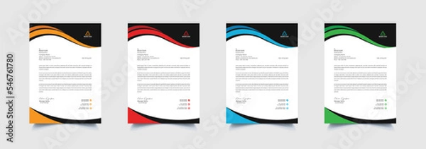 Fototapeta Creative and professional corporate company business letterhead template design with color variation bundle 