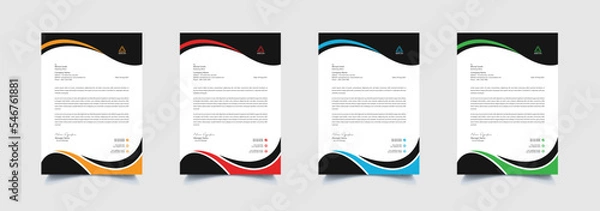 Fototapeta Creative and professional corporate company business letterhead template design with color variation bundle 