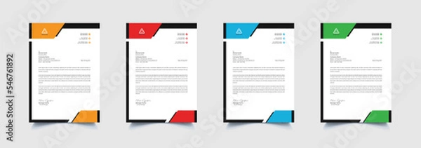 Fototapeta Creative and professional corporate company business letterhead template design with color variation bundle 