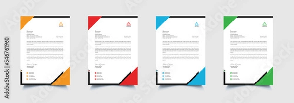 Fototapeta Creative and professional corporate company business letterhead template design with color variation bundle 