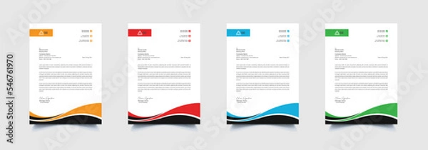 Fototapeta Creative and professional corporate company business letterhead template design with color variation bundle 