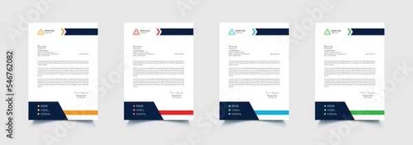 Fototapeta Creative and professional corporate company business letterhead template design with color variation bundle 