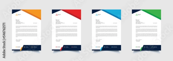 Fototapeta Creative and professional corporate company business letterhead template design with color variation bundle 