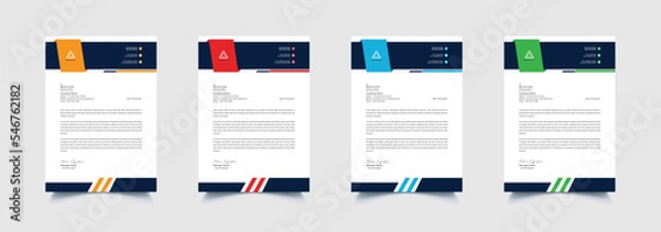 Fototapeta Creative and professional corporate company business letterhead template design with color variation bundle 