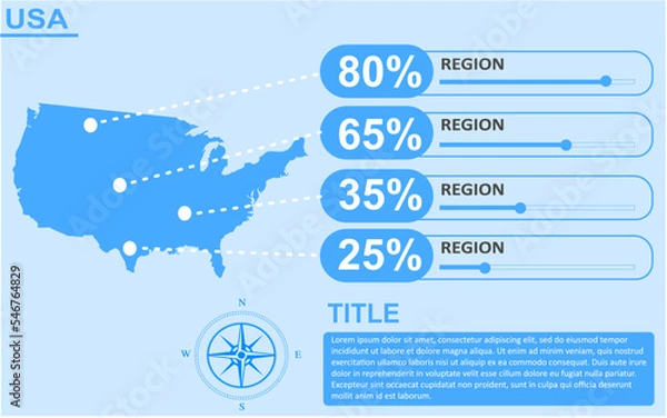 Fototapeta usa country region map infographic with slider presentation design