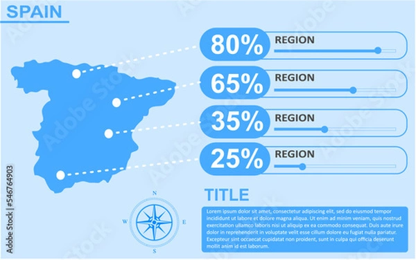 Fototapeta spain country region map infographic with slider presentation design