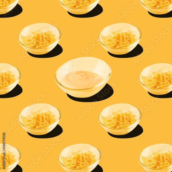 Obraz cheese and cheese sauce on a yellow background pattern