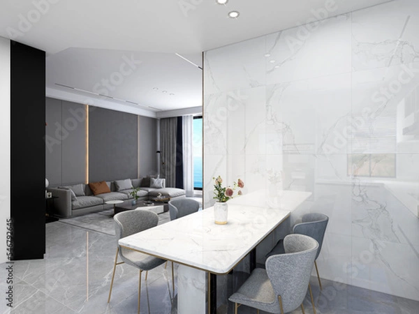 Fototapeta 3D rendering, Nordic wooden style restaurant design