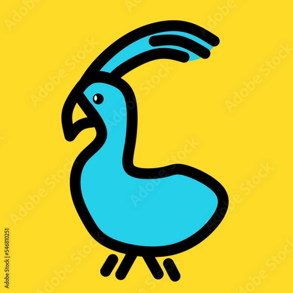 Obraz crested blue bird logogram flat icon