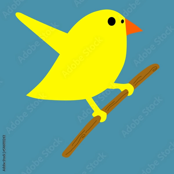 Obraz little yellow bird with blue background flat vector illustration