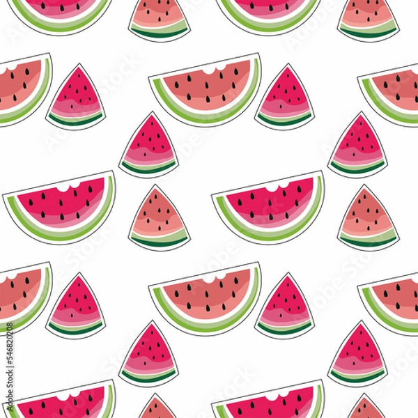 Obraz Seamless background with watermelon slices.Summer.Vector graphics.
