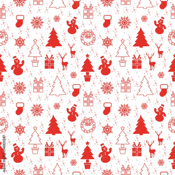 Obraz Seamless background with Christmas elements.Vector graphics.