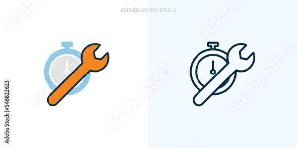 Fototapeta Fast repair icon for your website, logo, app, UI, product print. Fast repair concept flat Silhouette vector illustration icon. Editable stroke icons set. EPS f