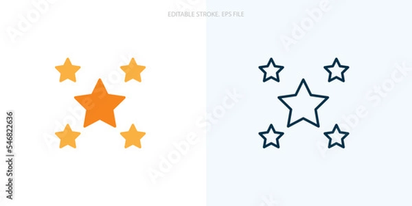 Fototapeta Five star icon for your website, logo, app, UI, product print. Five star concept flat Silhouette vector illustration icon. Editable stroke icons set. EPS file	