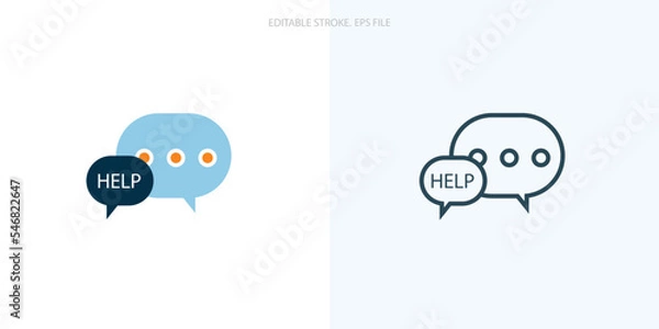 Fototapeta Help Chat icon for your website, logo, app, UI, product print. Help Chat concept flat Silhouette vector illustration icon. Editable stroke icons set. EPS file	