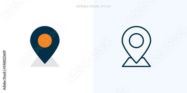 Fototapeta Location icon for your website, logo, app, UI, product print. Location concept flat Silhouette vector illustration icon. Editable stroke icons set. EPS file	