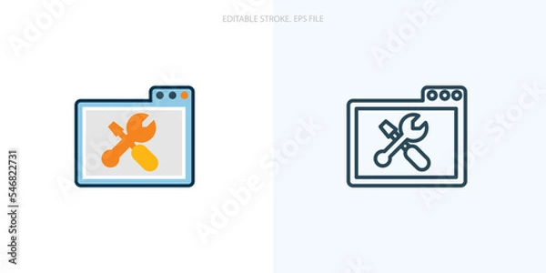 Fototapeta Technical support icon for your website, logo, app, UI, product print. Technical support concept flat Silhouette vector illustration icon. Editable stroke icons set. EPS file	