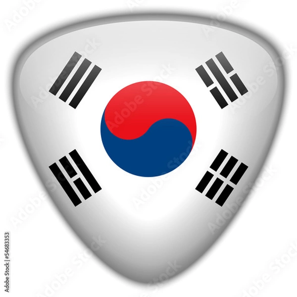 Obraz South Korea Flag Glossy Button