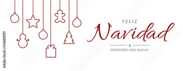 Fototapeta Spanish text: Feliz Navidad y próspero año nuevo. Merry Christmas and Happy New Year. Vector illustration