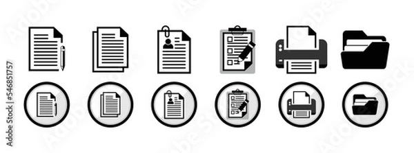 Fototapeta set of silhouette document file icon, social network symbol illustration, a simple flat design