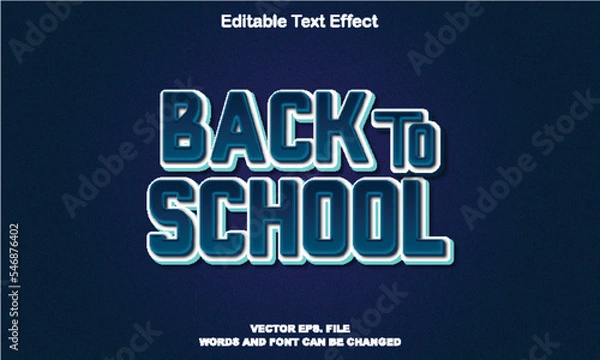 Fototapeta Back to school editable text effect 3d style, Back to school text effect style. Editable text effect vector illustration, back to school
