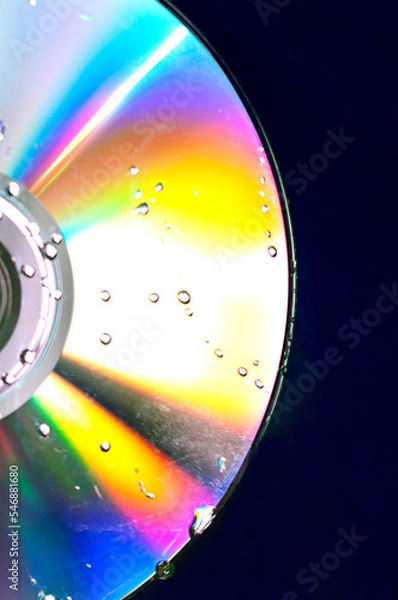 Obraz highlights on a CD with water drops