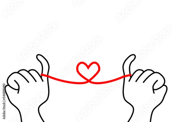 Fototapeta 運命の赤い糸でつながれた小指