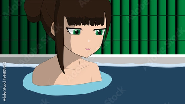 Obraz Illustration of a girl taking a bath