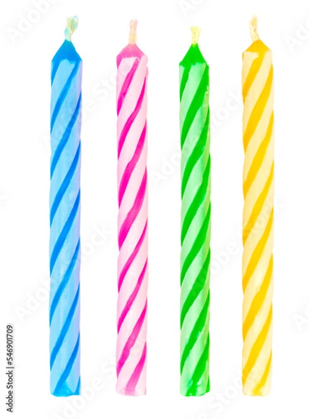 Fototapeta birthday candles on white background with clipping path inside