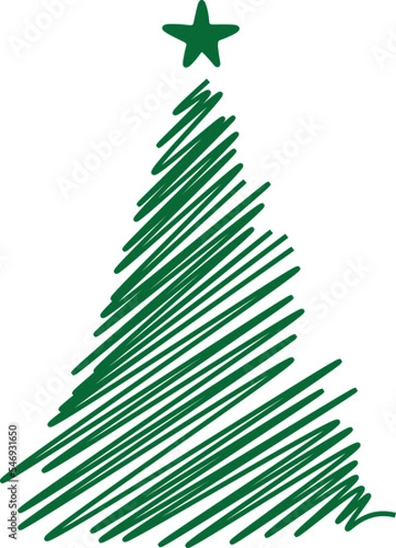 Obraz hatchy xmas tree hand drawing vector illustration